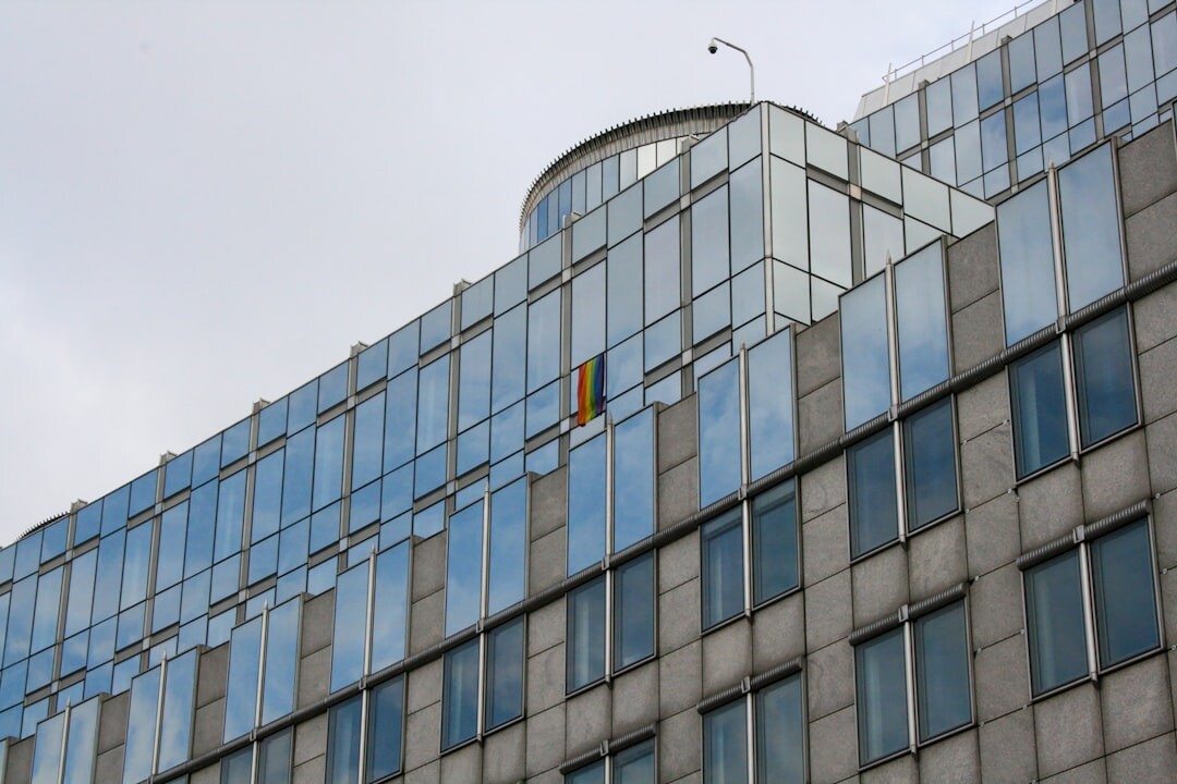 Modern glass fronted media office building in Brussels